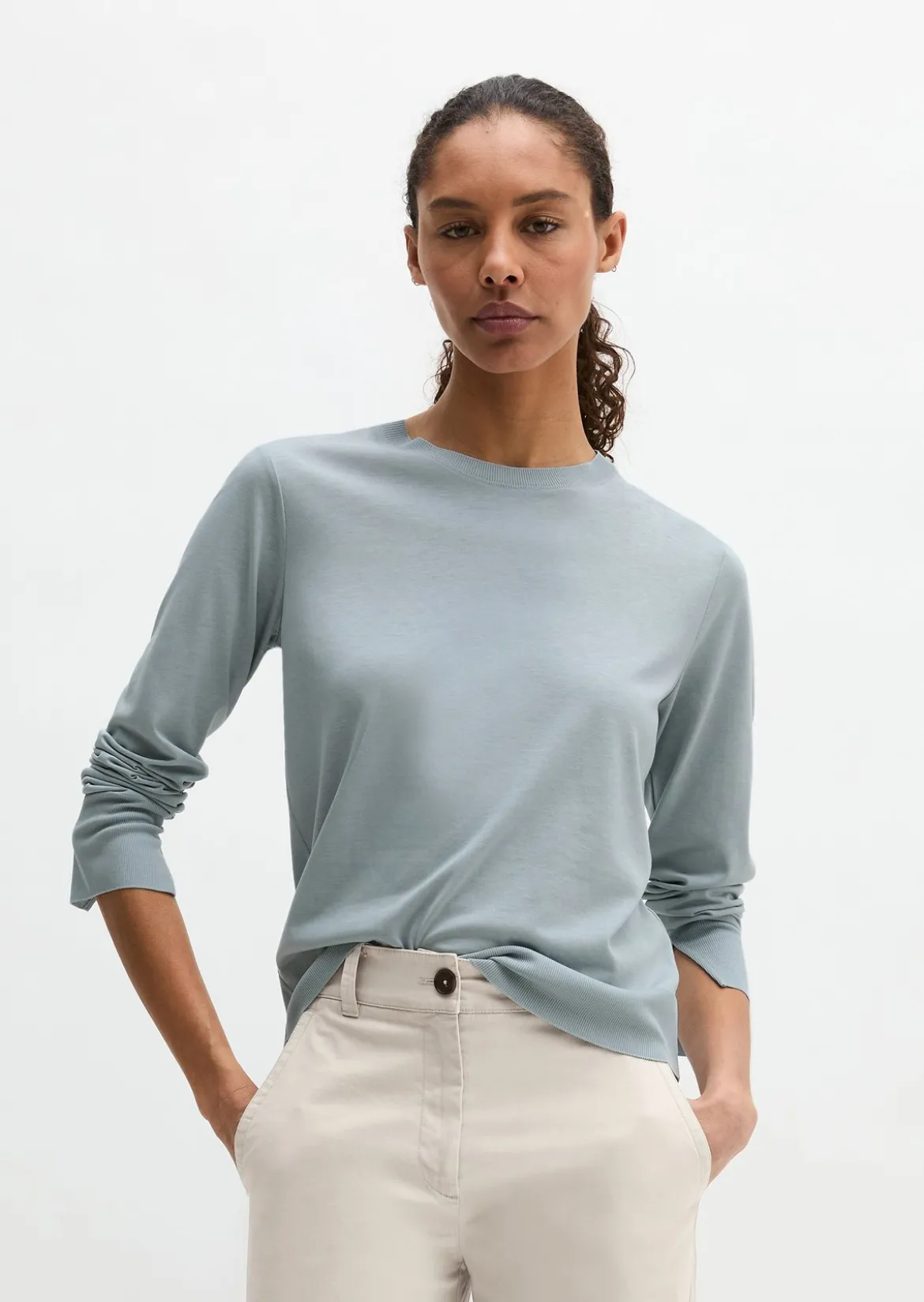 Luxury Longsleeve relaxed aus TENCEL™ Lyocell-Baumwolle-Mix
