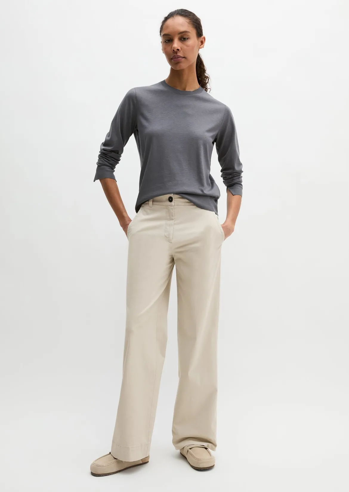 Luxury Longsleeve relaxed aus TENCEL™ Lyocell-Baumwolle-Mix