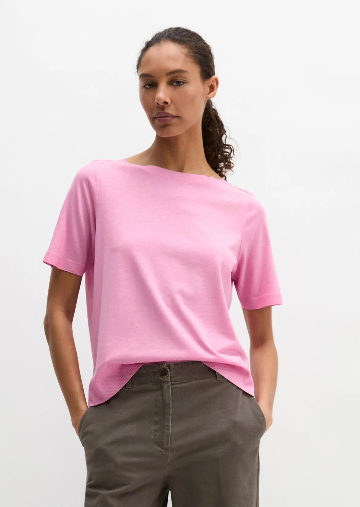 Luxury T-Shirt regular aus TENCEL™ Lyocell-Baumwolle-Mix