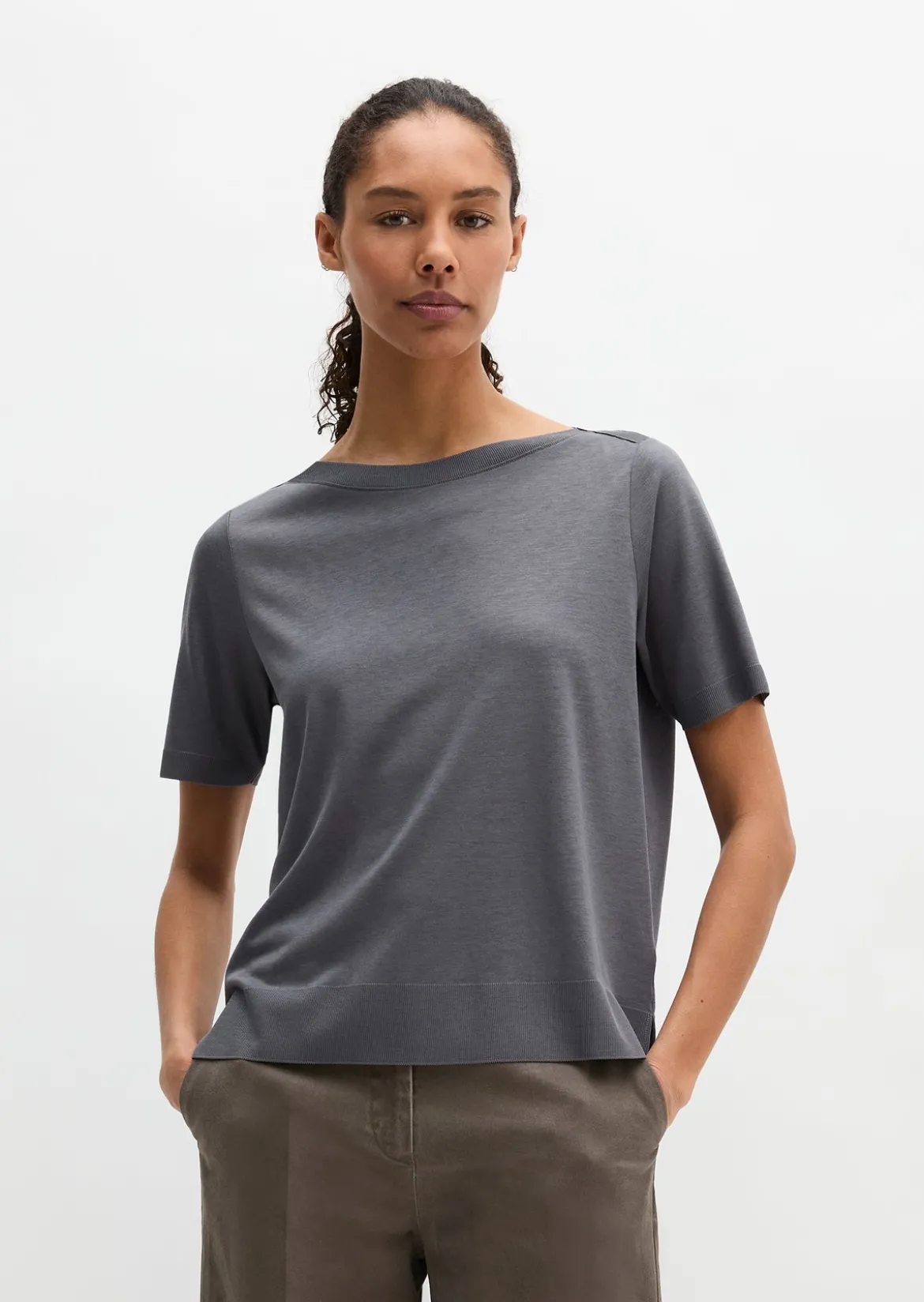Luxury T-Shirt regular aus TENCEL™ Lyocell-Baumwolle-Mix