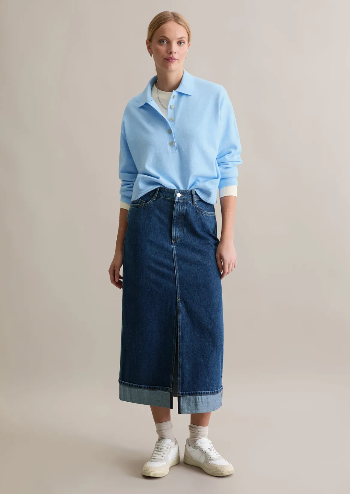 Maxi-Jeansrock regular aus Rigid Denim ohne Elasthan