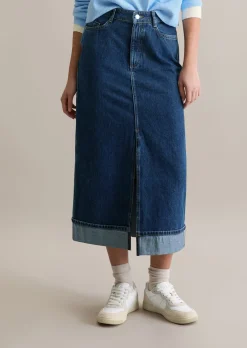 Maxi-Jeansrock regular aus Rigid Denim ohne Elasthan