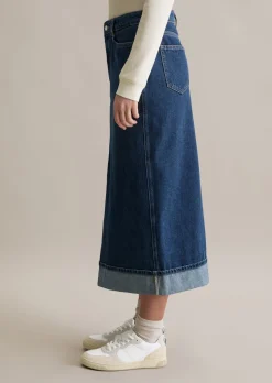 Maxi-Jeansrock regular aus Rigid Denim ohne Elasthan
