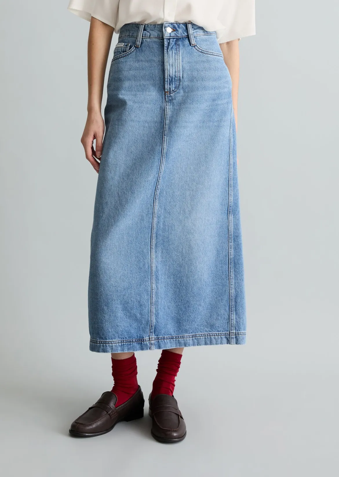 Maxi-Jeansrock regular mit Ananasblattfasern