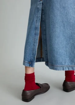 Maxi-Jeansrock regular mit Ananasblattfasern