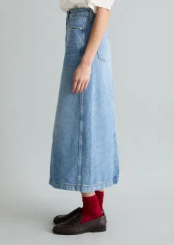 Maxi-Jeansrock regular mit Ananasblattfasern