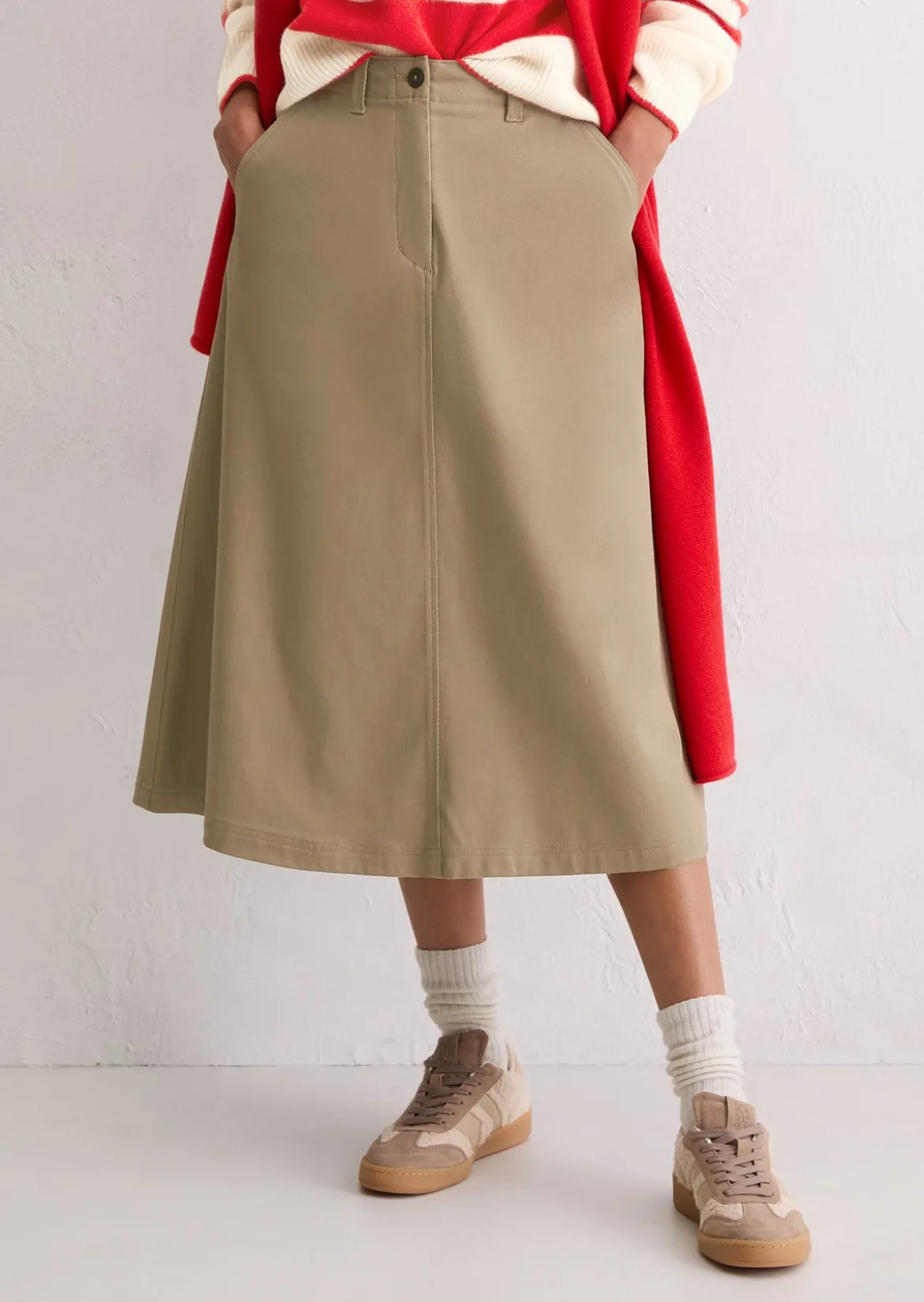 Midirock A-Shape aus Organic Cotton-Lyocell-Stretch
