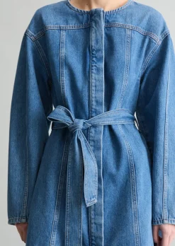 Mini-Jeanskleid flared mit Ananasblattfasern