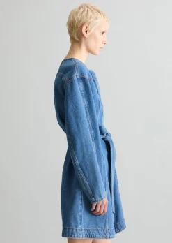 Mini-Jeanskleid flared mit Ananasblattfasern