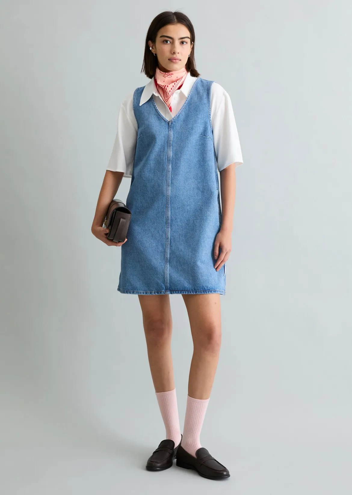 Mini-Jeanskleid loose mit Ananasblattfasern