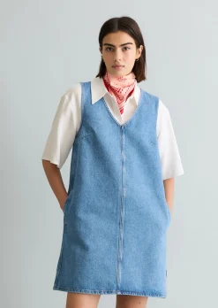 Mini-Jeanskleid loose mit Ananasblattfasern
