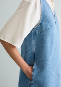 Mini-Jeanskleid loose mit Ananasblattfasern