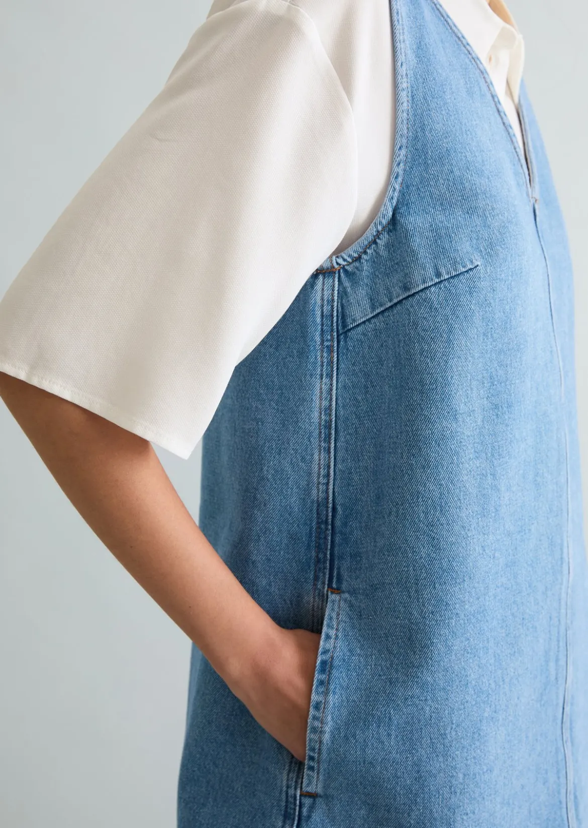 Mini-Jeanskleid loose mit Ananasblattfasern