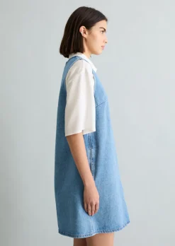 Mini-Jeanskleid loose mit Ananasblattfasern