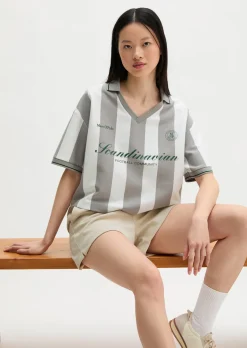 MOP Club '67 Football Trikot Shirt, Cropped, Striped aus Organic Cotton-Mix