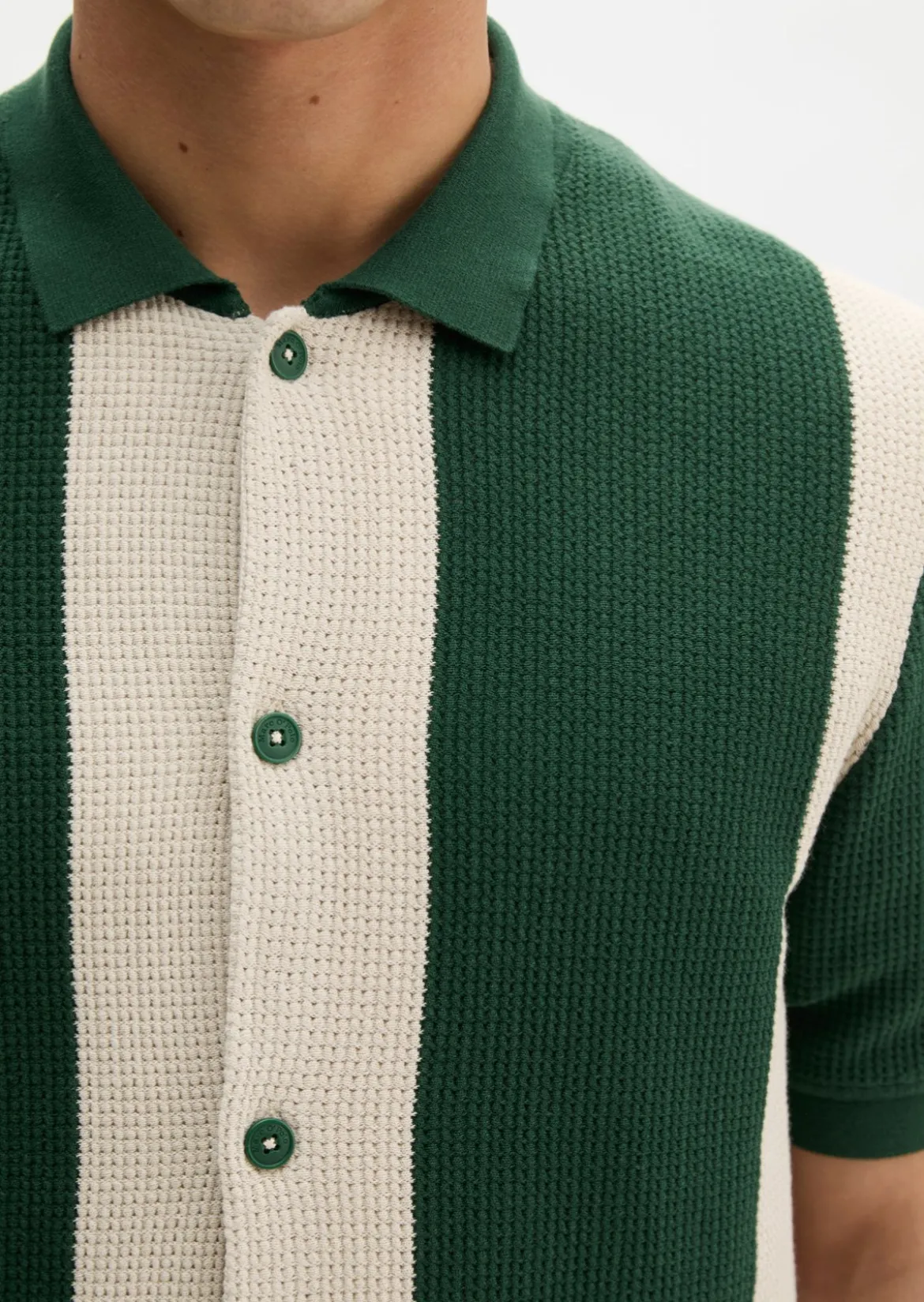 MOP Club '67 Knitted Shirt, Striped mit strukturierten Blockstreifen