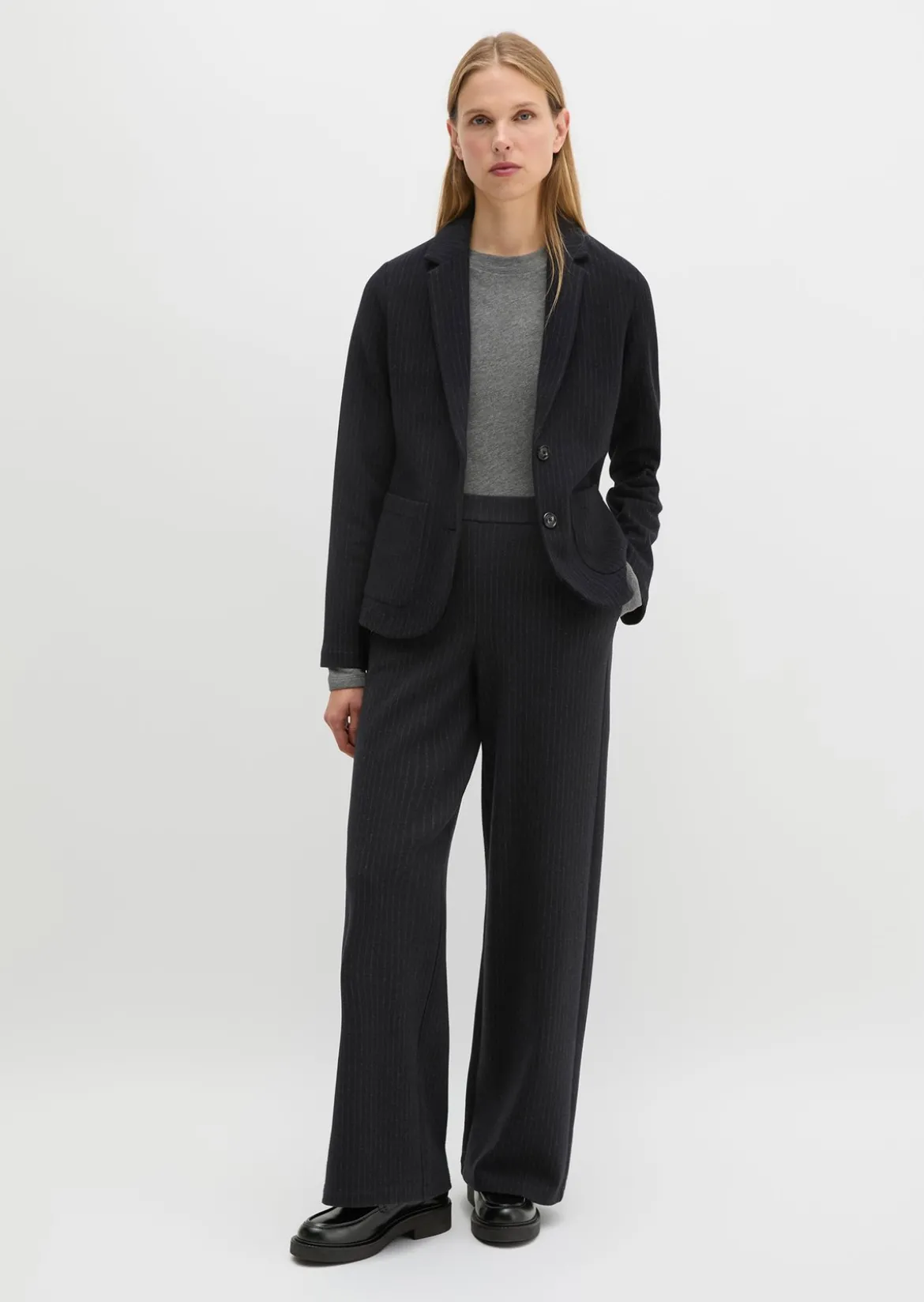 Nadelstreifen-Jerseyblazer regular aus Organic-Cotton-Mix