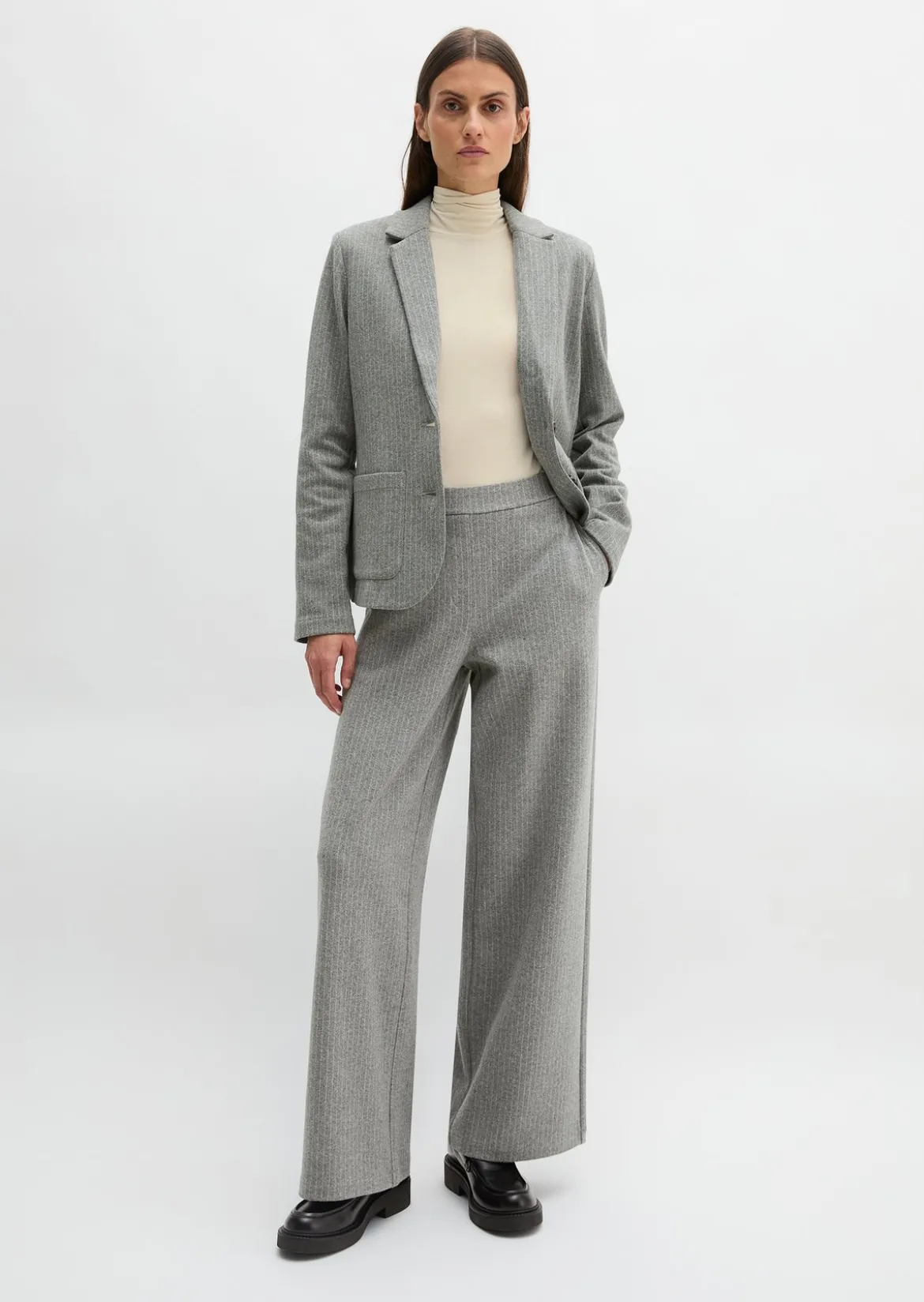 Nadelstreifen-Jerseyblazer regular aus Organic-Cotton-Mix