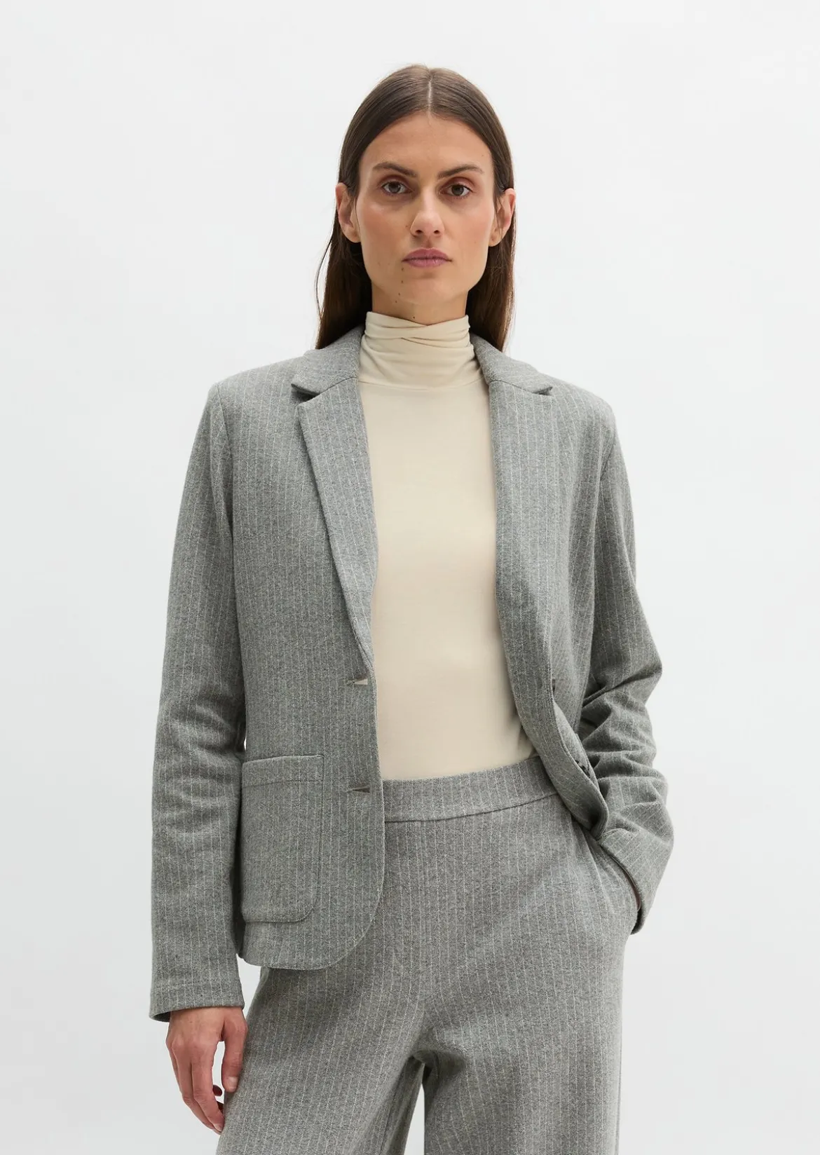 Nadelstreifen-Jerseyblazer regular aus Organic-Cotton-Mix