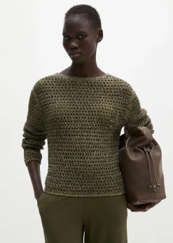 Netzpullover regular aus Bio-Baumwolle-Mix
