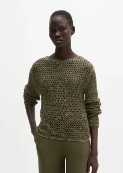 Netzpullover regular aus Bio-Baumwolle-Mix