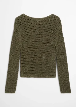 Netzpullover regular aus Bio-Baumwolle-Mix