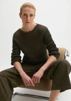 Netzpullover regular aus Bio-Baumwolle-Mix
