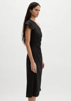 One Shoulder Dress shaped aus Viskose-Leinen-Stretch