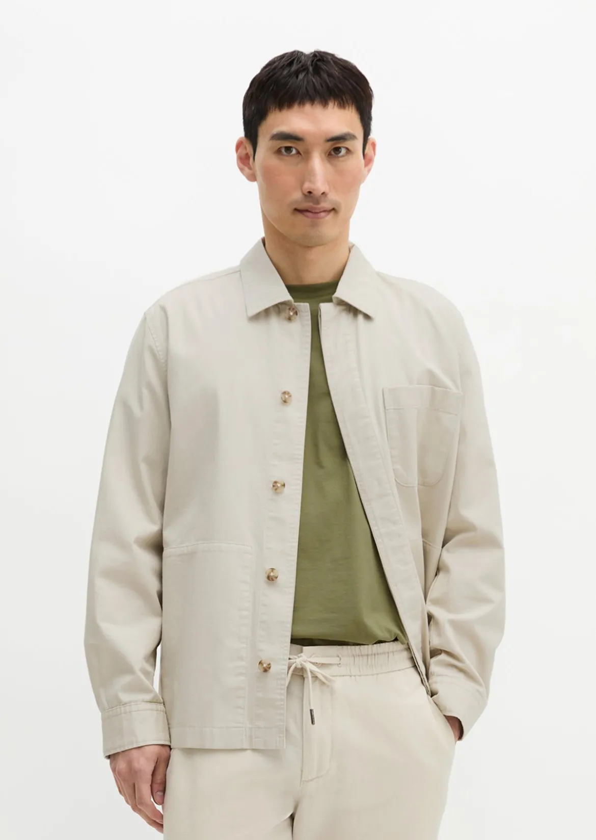 Overshirt aus Bio-Baumwolle und Leinen