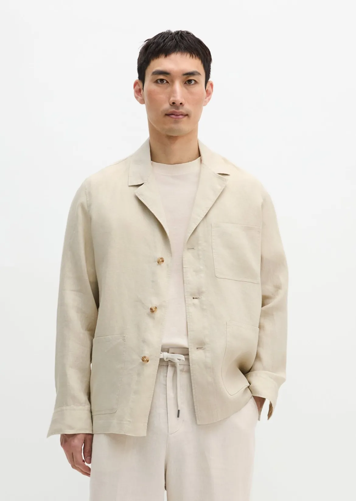 Overshirt im Sakko-Stil aus reinem Leinen