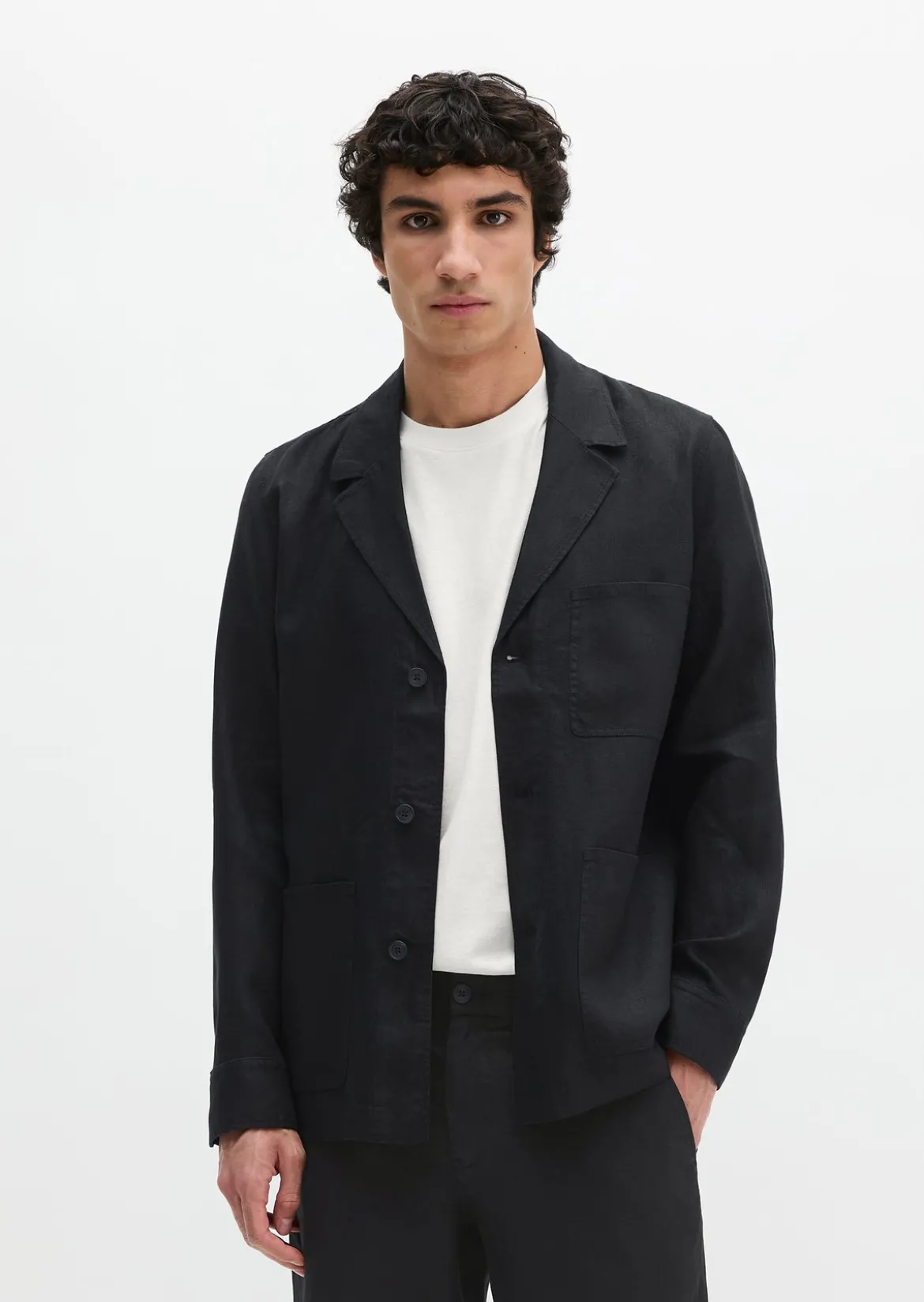 Overshirt im Sakko-Stil aus reinem Leinen