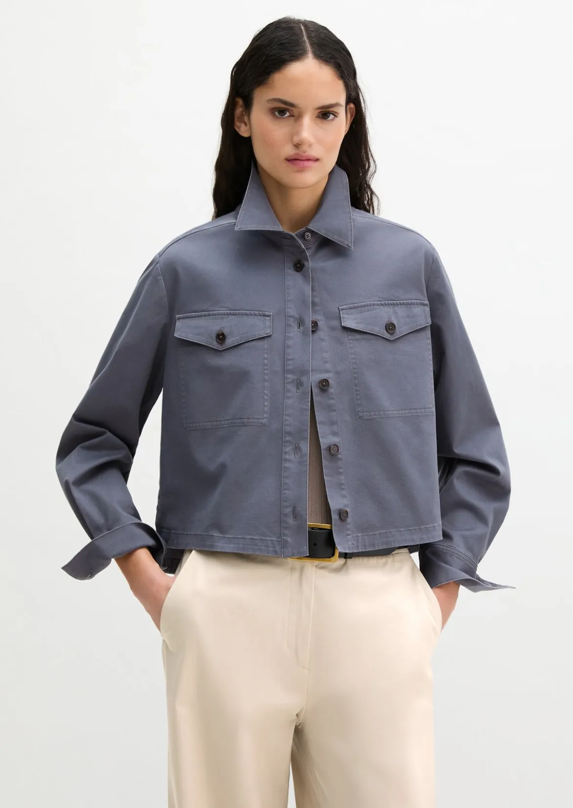 Overshirt oversize aus Brushed Cotton Twill