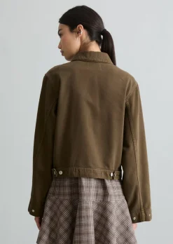 Oversize-Jeansjacke cropped aus Organic-Cotton-Lyocell-Mix