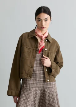 Oversize-Jeansjacke cropped aus Organic-Cotton-Lyocell-Mix