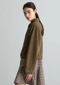 Oversize-Jeansjacke cropped aus Organic-Cotton-Lyocell-Mix
