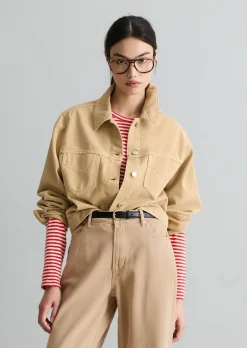 Oversize-Jeansjacke cropped aus Organic-Cotton-Lyocell-Mix