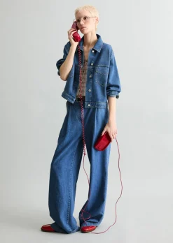 Oversize-Jeansjacke cropped aus Organic-Cotton-Lyocell-Mix