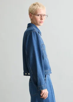 Oversize-Jeansjacke cropped aus Organic-Cotton-Lyocell-Mix