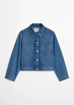 Oversize-Jeansjacke cropped aus Organic-Cotton-Lyocell-Mix