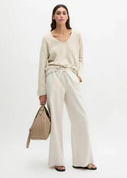Oversize-Pullover aus Organic Cotton-Leinen-Mix