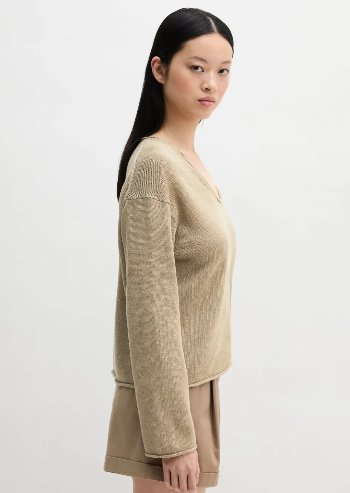 Oversize-Pullover aus Organic Cotton-Leinen-Mix