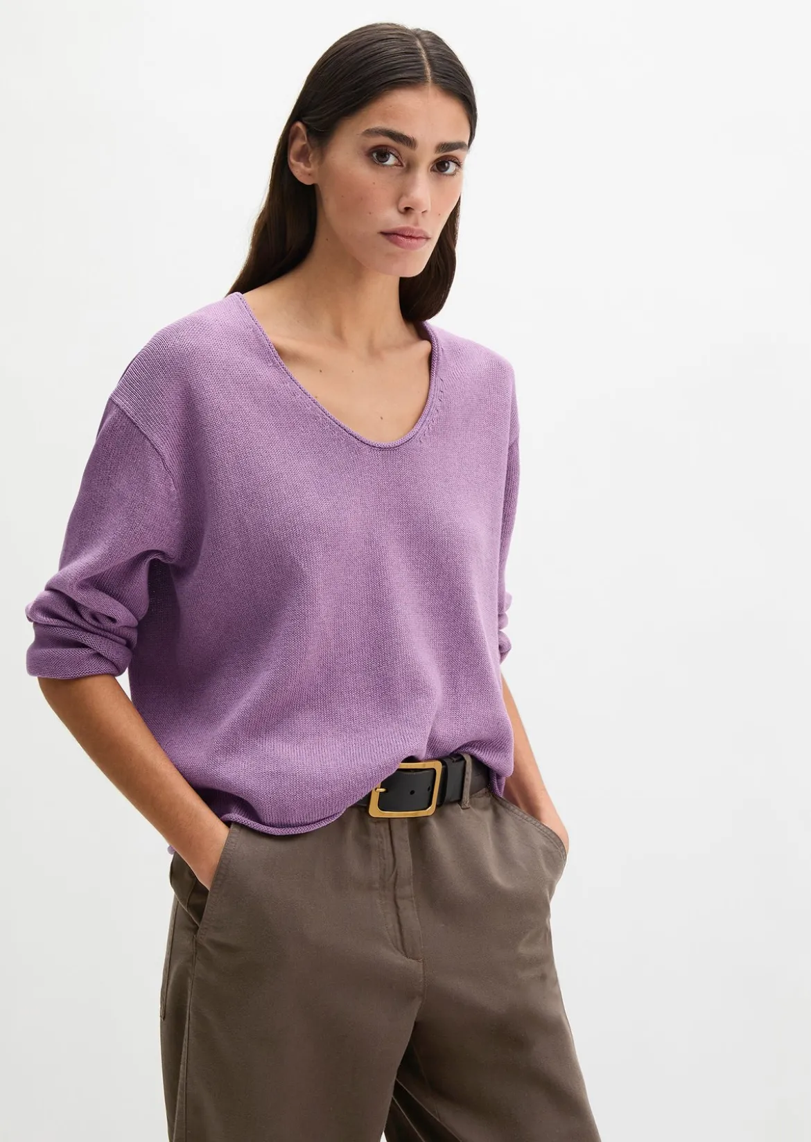 Oversize-Pullover aus Organic Cotton-Leinen-Mix