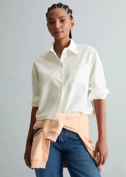 Oxford-Bluse cropped aus Organic Cotton