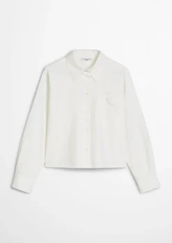 Oxford-Bluse cropped aus Organic Cotton