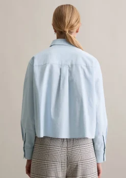 Oxford-Bluse cropped aus Organic Cotton