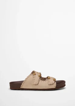 Pantolette Model Floria aus weichem Veloursleder