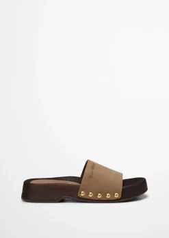 Pantolette Model Mary aus weichem Veloursleder