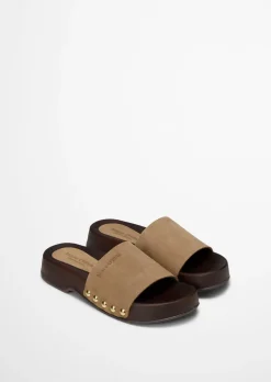 Pantolette Model Mary aus weichem Veloursleder