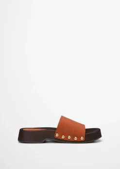 Pantolette Model Mary aus weichem Veloursleder