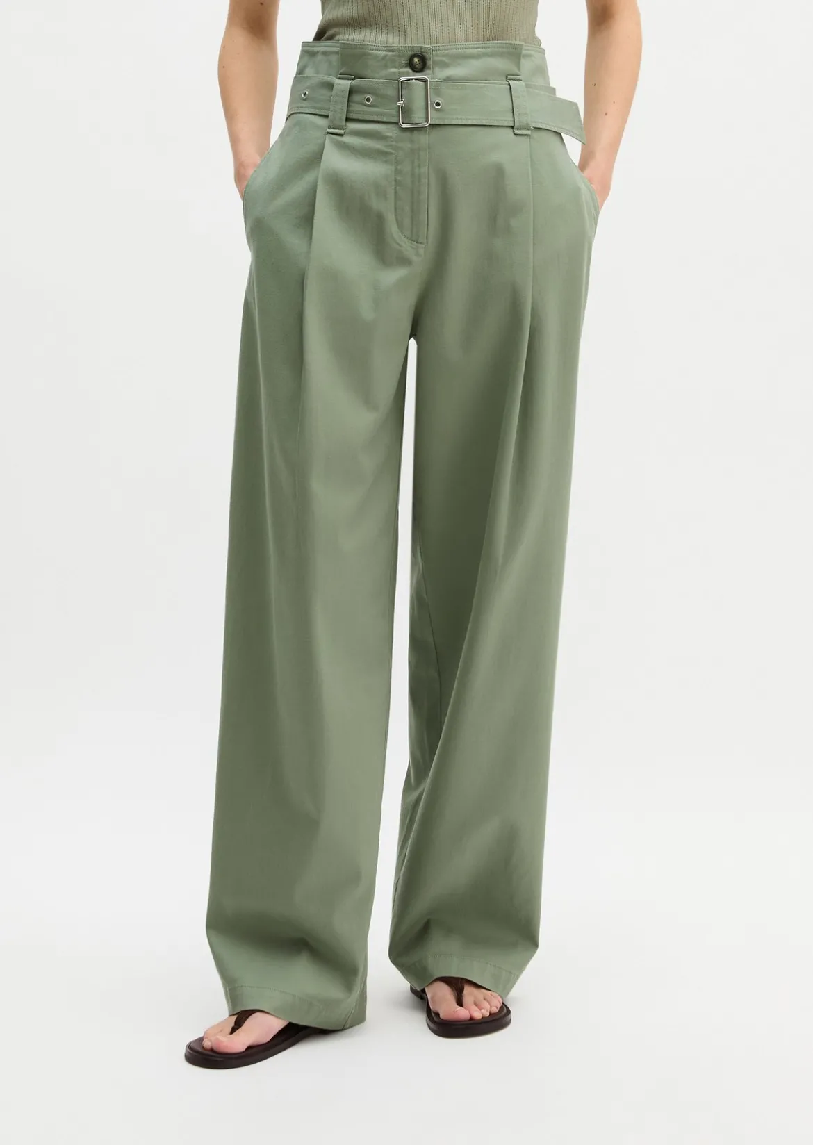 Paperbag-Pants straight aus Lyocell-Organic-Cotton-Stretch